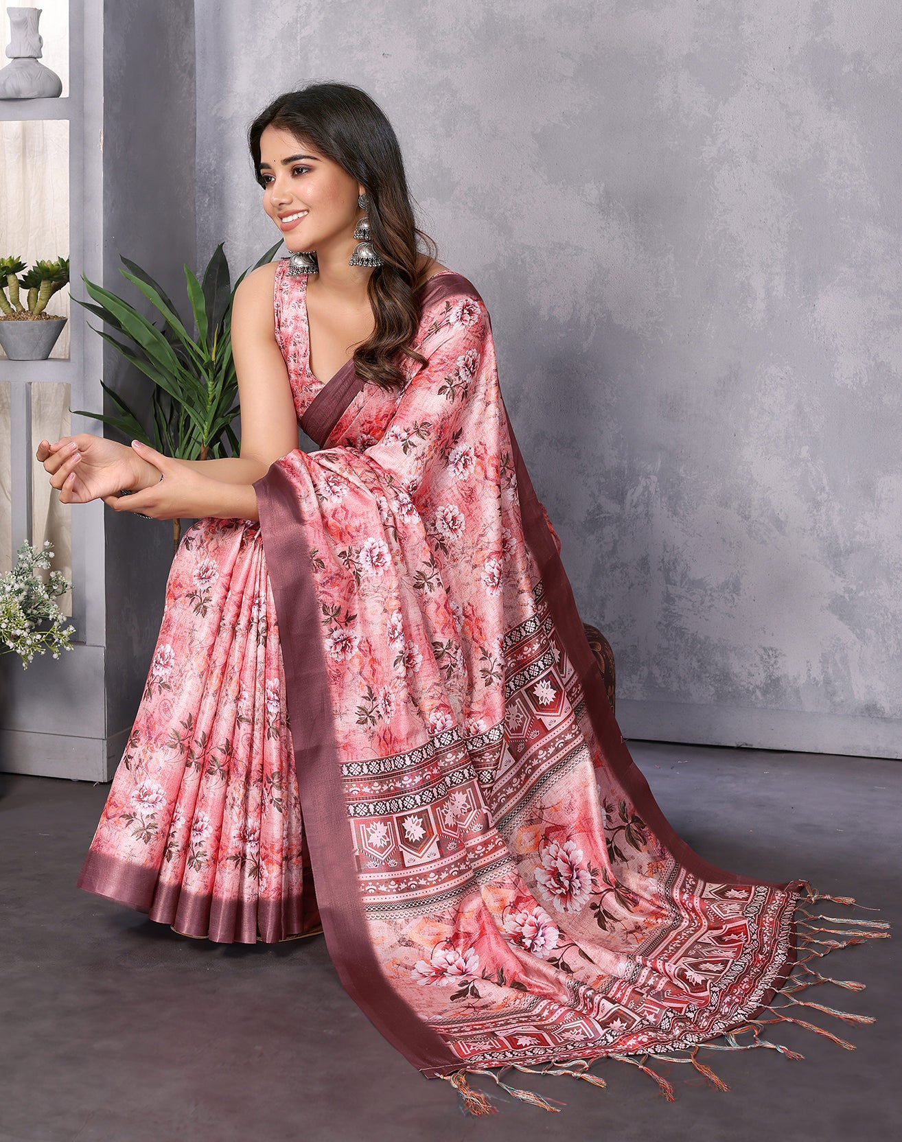 TARSHIKA DARK PINK DIGITAL PRINT SAREE
