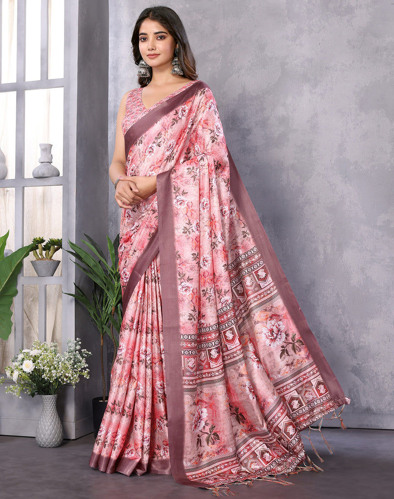 TARSHIKA DARK PINK DIGITAL PRINT SAREE