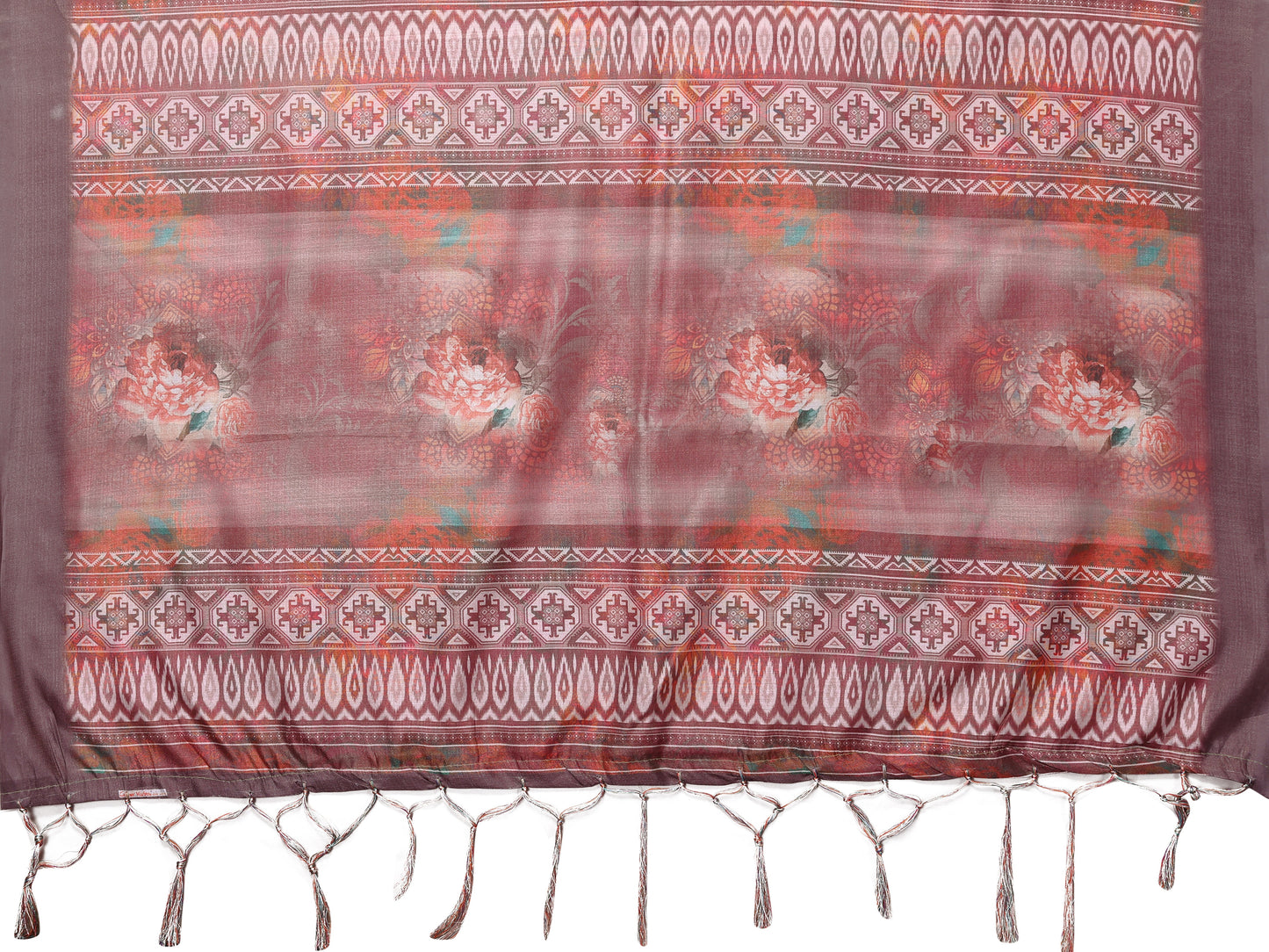 TARSHIKA DARK BROWN DIGITAL PRINT SAREE