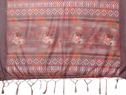 TARSHIKA DARK BROWN DIGITAL PRINT SAREE