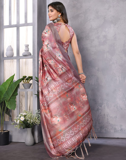 TARSHIKA DARK BROWN DIGITAL PRINT SAREE