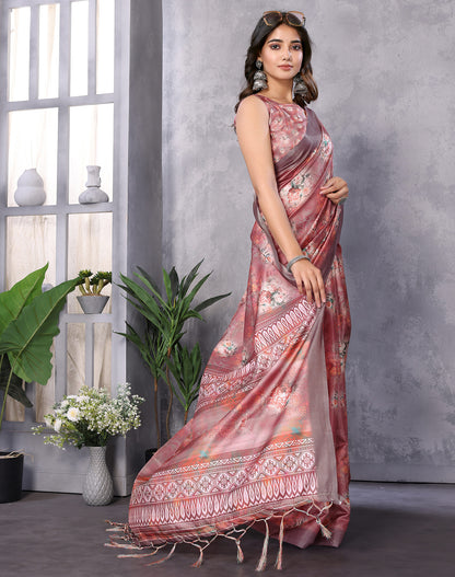 TARSHIKA DARK BROWN DIGITAL PRINT SAREE
