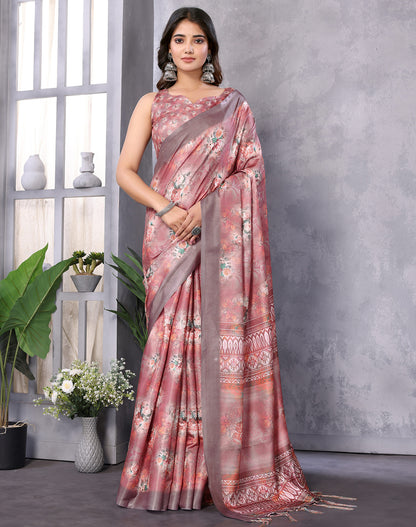 TARSHIKA DARK BROWN DIGITAL PRINT SAREE