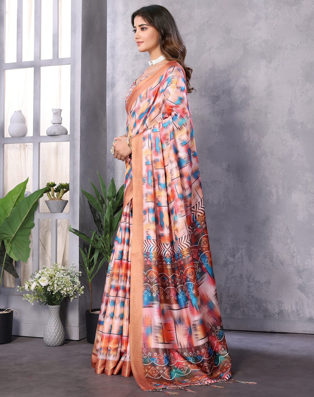 TARSHIKA LIGHT BROWN DIGITAL PRINT SAREE