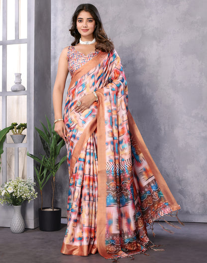 TARSHIKA LIGHT BROWN DIGITAL PRINT SAREE