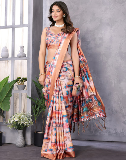TARSHIKA LIGHT BROWN DIGITAL PRINT SAREE