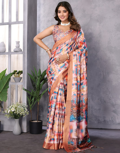 TARSHIKA LIGHT BROWN DIGITAL PRINT SAREE