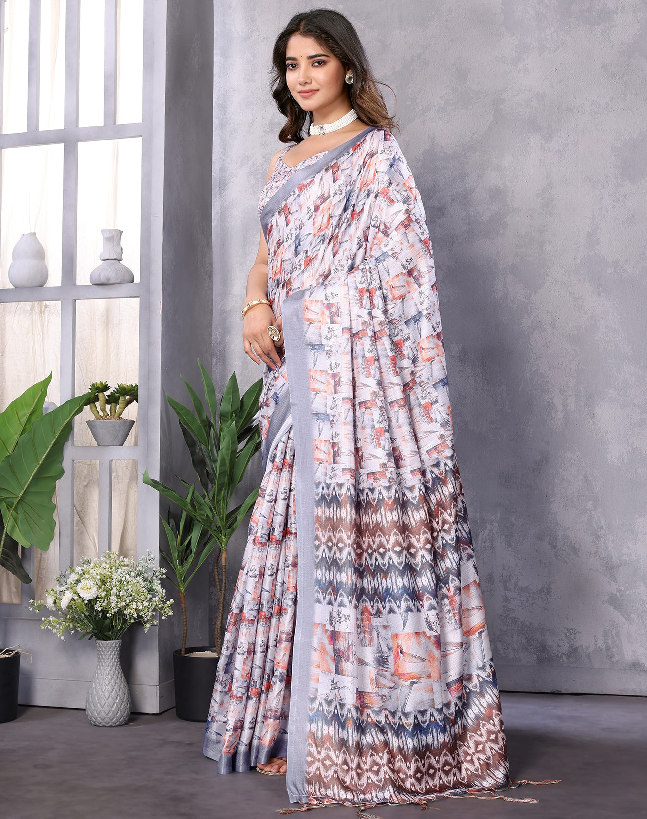 TARSHIKA DARK LAVENDER DIGITAL PRINT SAREE