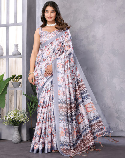TARSHIKA DARK LAVENDER DIGITAL PRINT SAREE