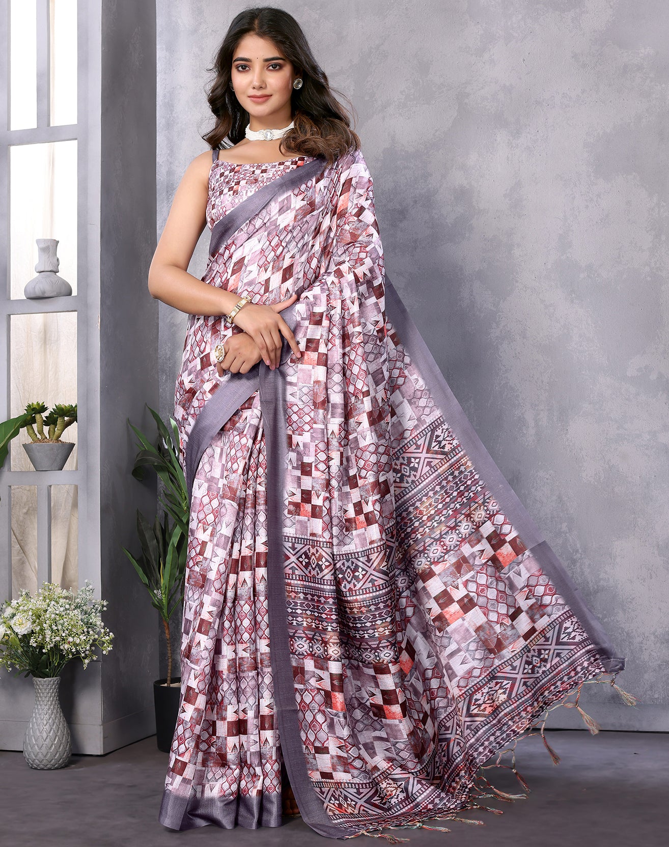 TARSHIKA LAVENDER DIGITAL PRINT SAREE