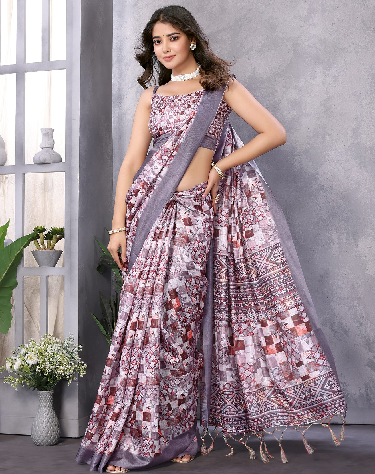 TARSHIKA LAVENDER DIGITAL PRINT SAREE