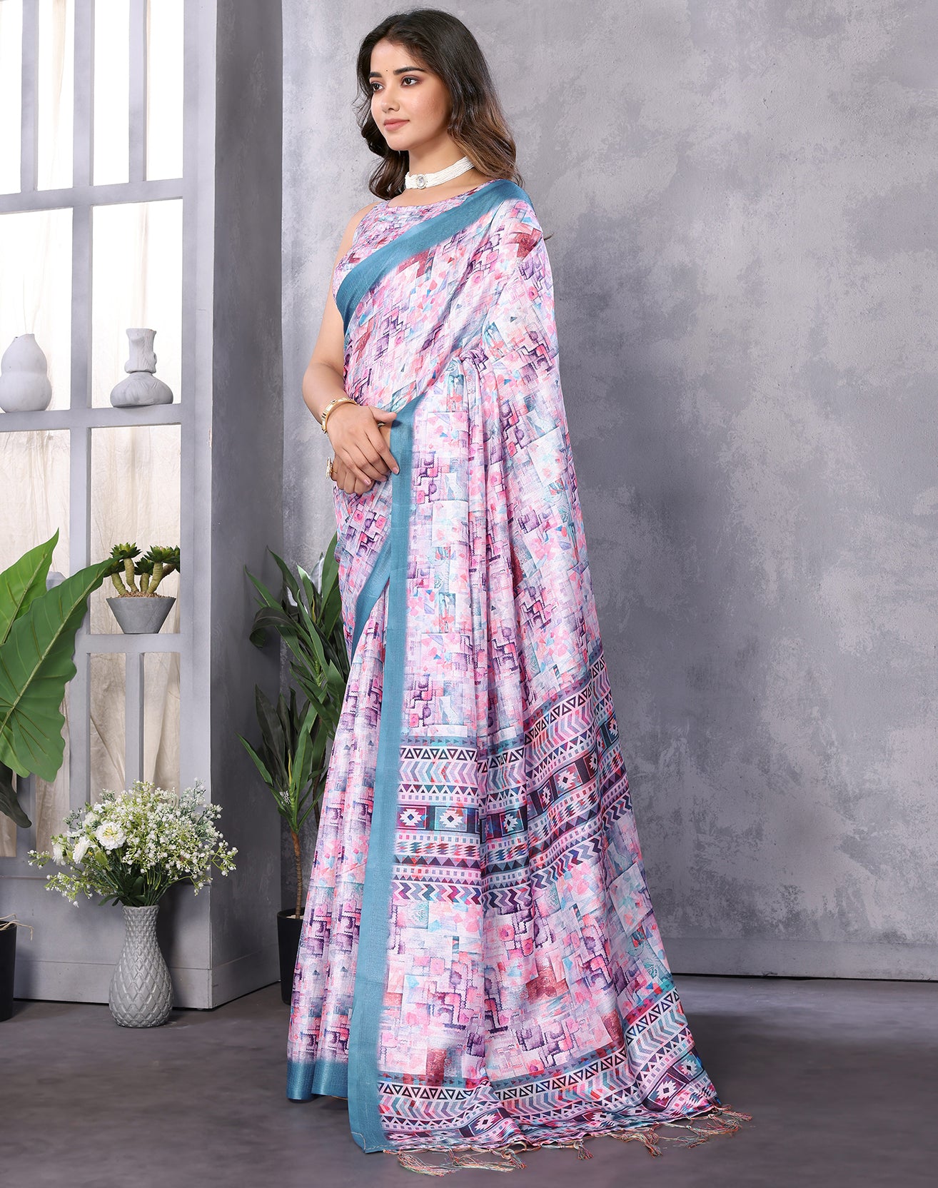 TARSHIKA BLUE DIGITAL PRINT SAREE