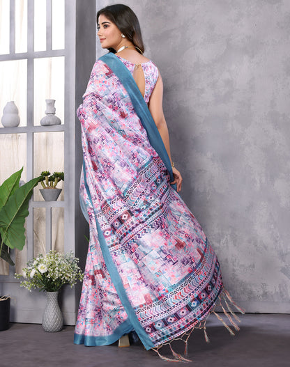 TARSHIKA BLUE DIGITAL PRINT SAREE