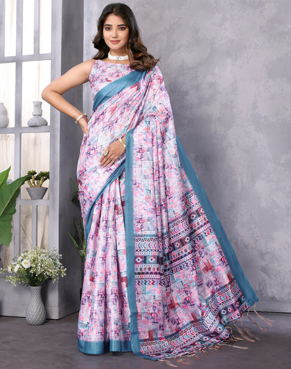TARSHIKA BLUE DIGITAL PRINT SAREE