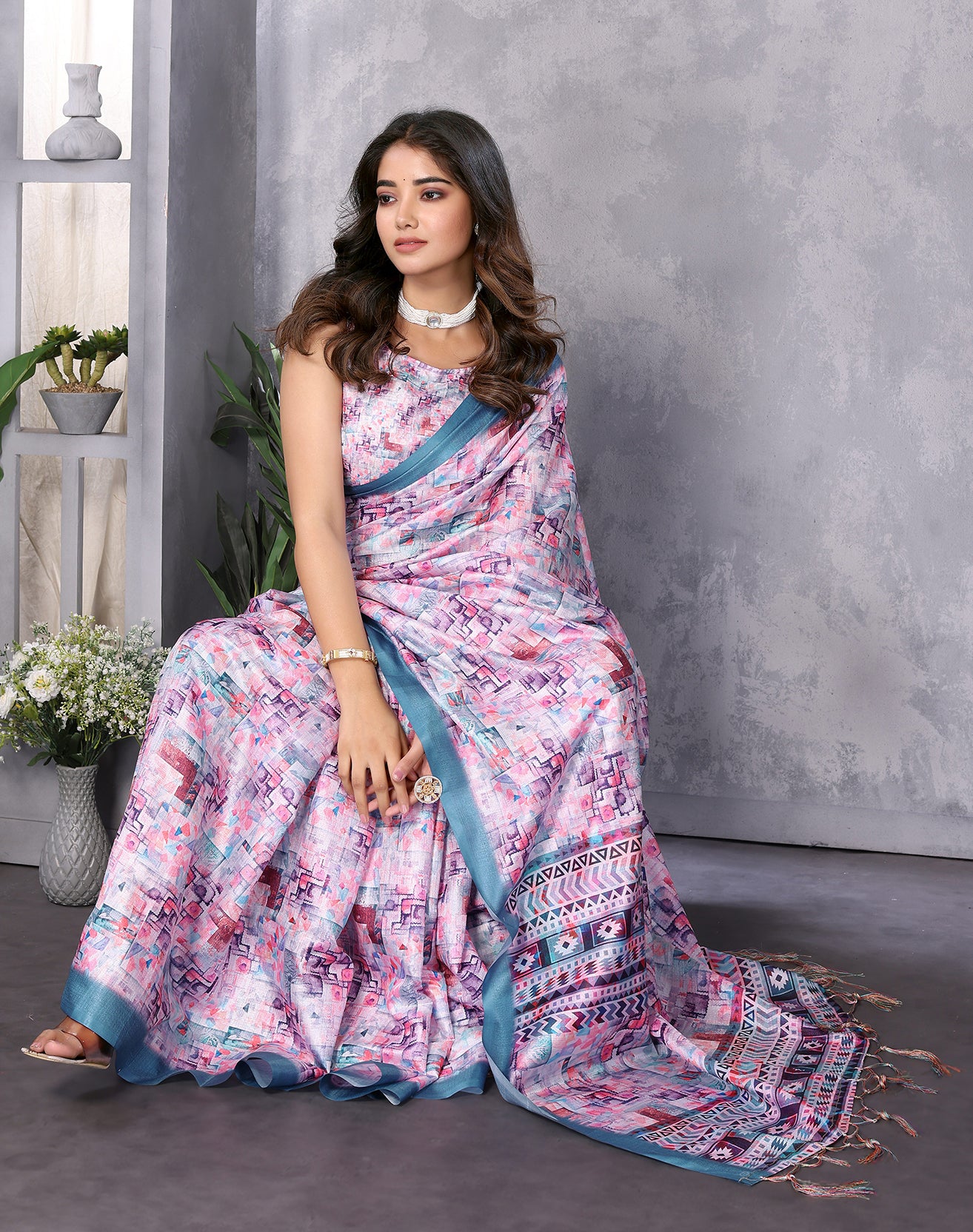 TARSHIKA BLUE DIGITAL PRINT SAREE