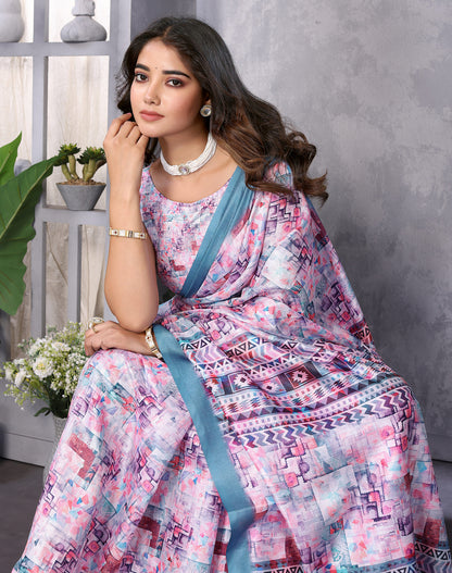 TARSHIKA BLUE DIGITAL PRINT SAREE
